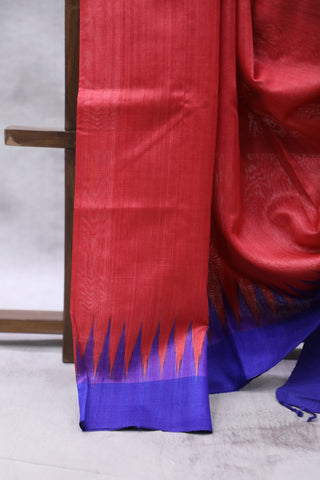 Red Ratha Yatra Tussar Silk Saree - SRRYTSS1030