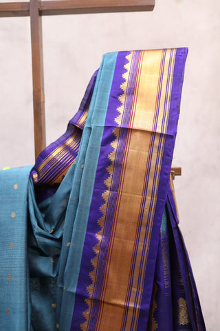 Dark Blue Gadwal Cotton Silk Saree - SRDBGCSS148