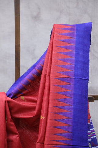 Red Ratha Yatra Tussar Silk Saree - SRRYTSS1030