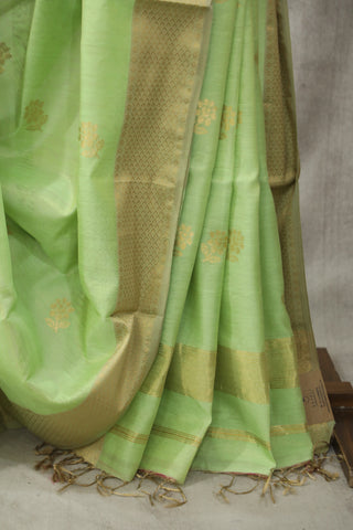 Green Pista Maheshwari Saree - SRGPMS152EX