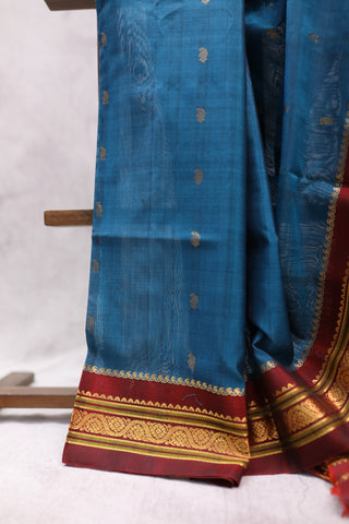 Light Blue Gadwal Cotton Silk Saree - SRLBGCSS147