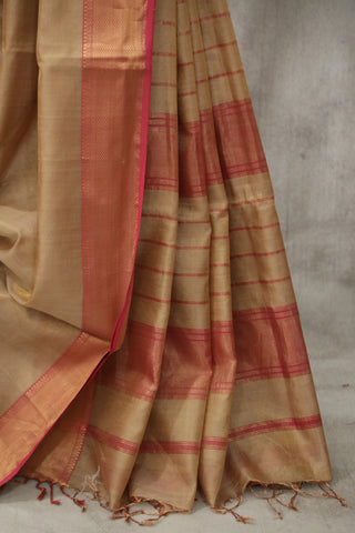 Copper Maheshwari Tissue Silk Saree - SRCMTSS187