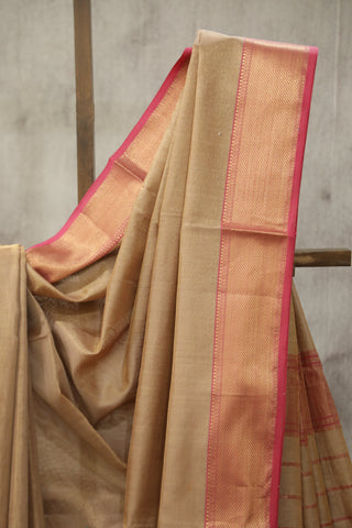 Copper Maheshwari Tissue Silk Saree - SRCMTSS187