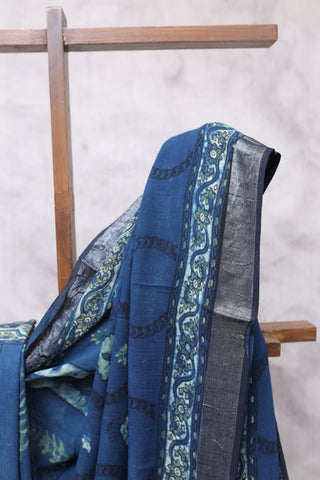 Blue HBP Slub Cotton Saree-SRBSCS955