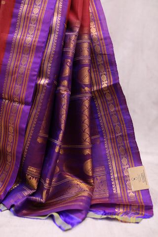 Maroon Gadwal Cotton Silk Saree - SRMGS156