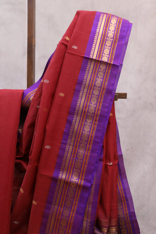 Maroon Gadwal Cotton Silk Saree - SRMGS156