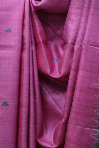 Pink Embroidered Kantha Tussar Silk Saree - SRPEKTSS1023