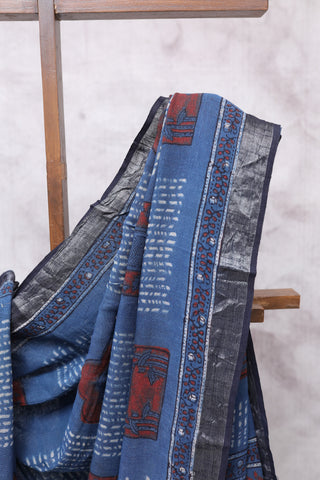 Blue HBP Slub Cotton Saree-SRBSCS960