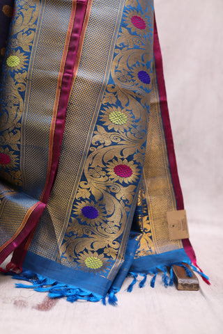 Blue Gadwal Silk Saree - SRBGSS232