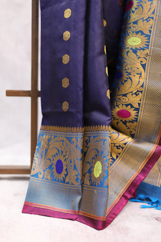 Blue Gadwal Silk Saree - SRBGSS232