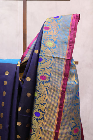 Blue Gadwal Silk Saree - SRBGSS232