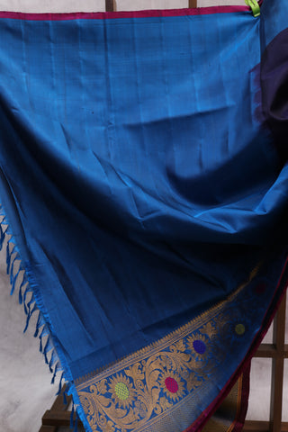 Blue Gadwal Silk Saree - SRBGSS232