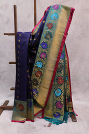 Midnight Blue Gadwal Silk Saree - SRMBGSS295