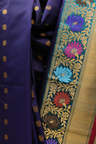 Midnight Blue Gadwal Silk Saree - SRMBGSS295