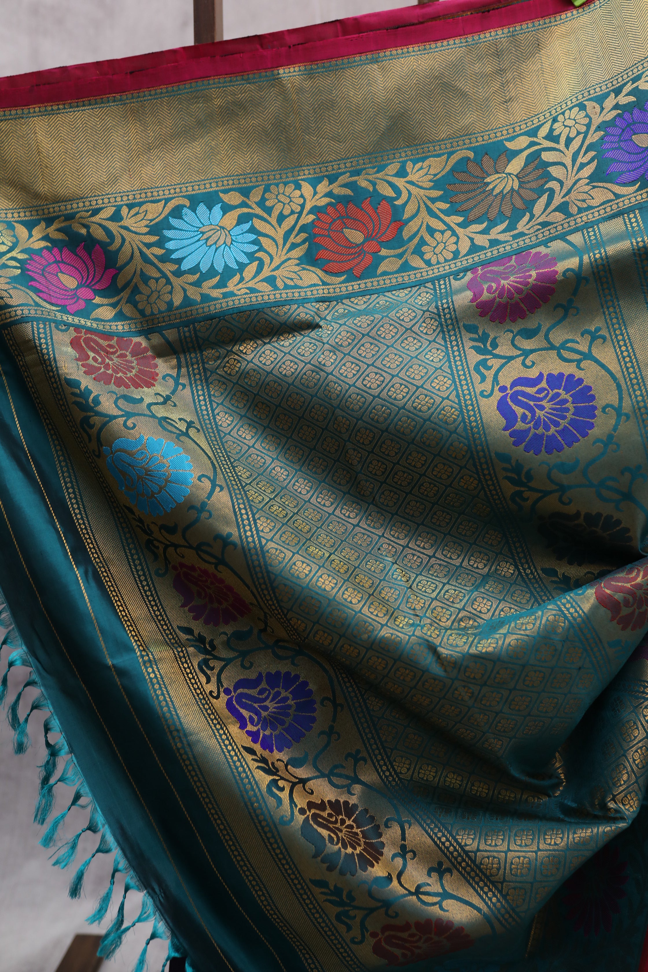 Midnight Blue Gadwal Silk Saree - SRMBGSS295