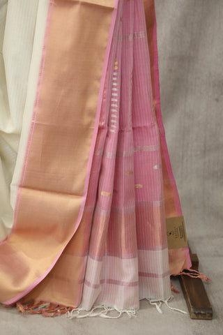 White Tissue Maheshwari Saree - SRWTMS150EX