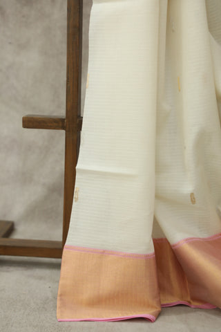 White Tissue Maheshwari Saree - SRWTMS150EX