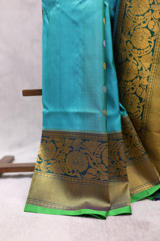 Aqua Gadwal Silk Saree - SRAGSS300