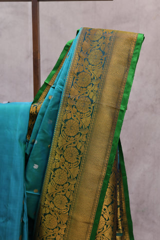 Aqua Gadwal Silk Saree - SRAGSS300