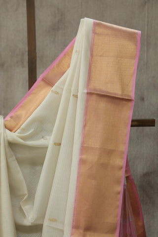 White Tissue Maheshwari Saree - SRWTMS150EX