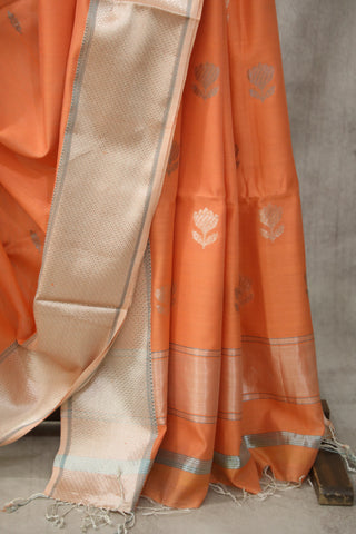 Peach Maheshwari Cotton Silk Saree - SRPMCS114EX