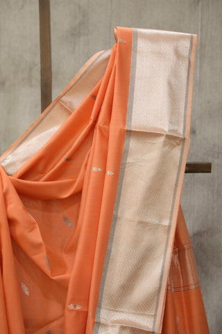 Peach Maheshwari Cotton Silk Saree - SRPMCS114EX