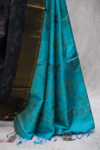 Black Patola Raw Silk Saree - SRBPRSS597