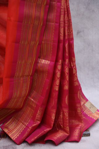 Red Gadwal Cotton Silk Saree - SRRGCSS36