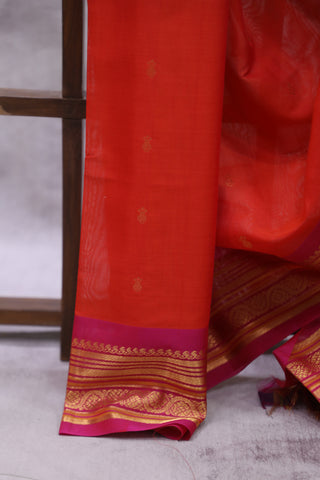 Red Gadwal Cotton Silk Saree - SRRGCSS36