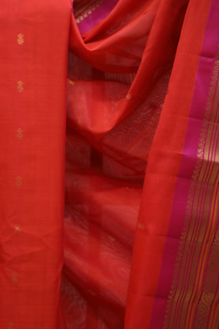 Red Gadwal Cotton Silk Saree - SRRGCSS36