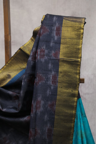 Black Patola Raw Silk Saree - SRBPRSS597