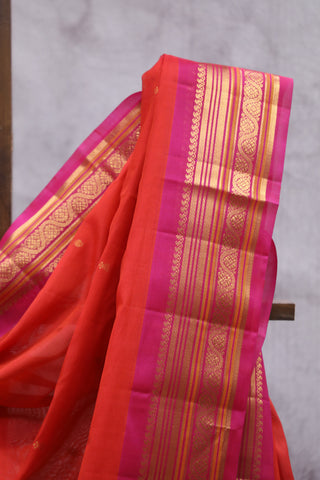 Red Gadwal Cotton Silk Saree - SRRGCSS36