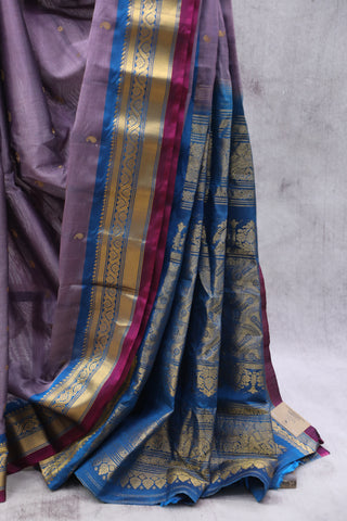 Purple Gadwal Cotton Silk Saree - SRPGCSS37