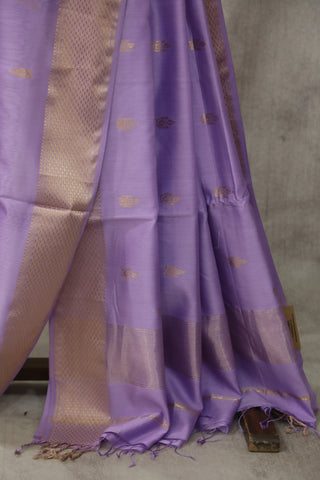 Lavender Maheshwari Cotton Silk Saree - SRLMCS188EX