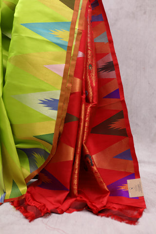 Lime Green Gadwal  Silk Saree - SRLGGSS318