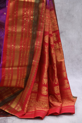 Purple Gadwal Cotton Silk Saree - SRPGCSS35