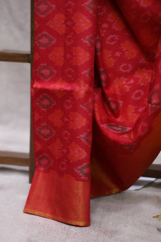 Red Patola Raw Silk Saree - SRRPRSS600