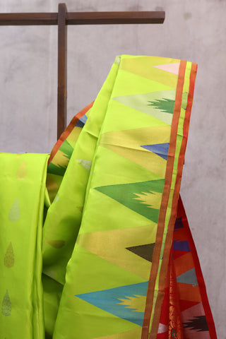 Lime Green Gadwal  Silk Saree - SRLGGSS318