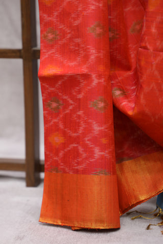 Red Patola Raw Silk Saree - SRRPRSS596