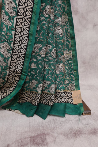 Beige-Green HBP Cotton Silk Chanderi Saree - SRBGCSCS571