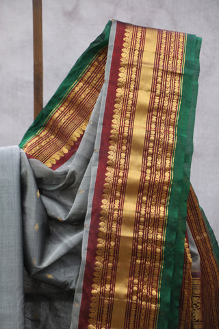 Grey Gadwal Cotton Silk Saree - SRGGCSS33