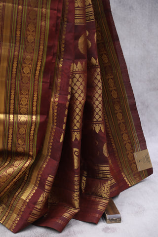 Dark Green Gadwal Cotton Silk Saree - SRDGGCSS32