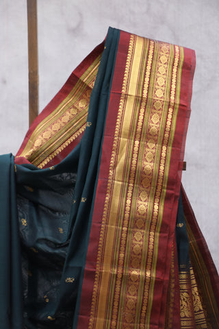 Dark Green Gadwal Cotton Silk Saree - SRDGGCSS32