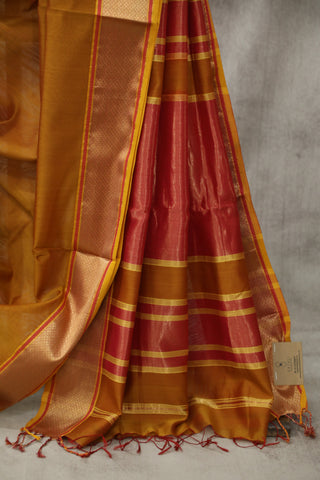 Brick Orange Cotton Silk Maheshwari Saree - SRBOCSMS342