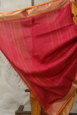 Brick Orange Cotton Silk Maheshwari Saree - SRBOCSMS342