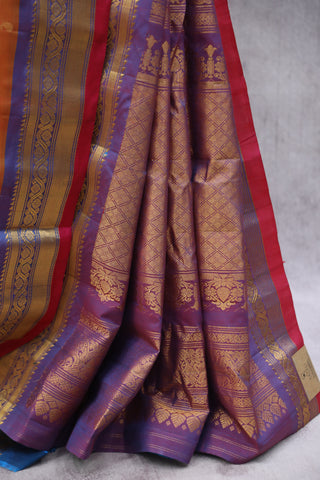 Orange Gadwal Cotton Silk Saree - SROGCSS30