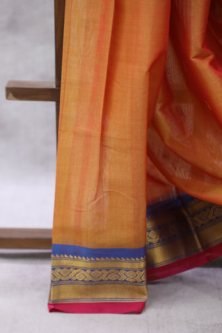 Orange Gadwal Cotton Silk Saree - SROGCSS30