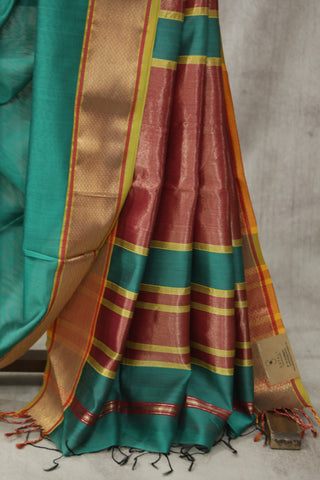 Green Cotton Silk Maheshwari Saree - SRGCSMS343