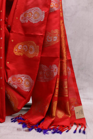 Red Gadwal Silk Saree - SRRGSS299