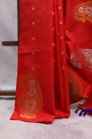 Red Gadwal Silk Saree - SRRGSS299